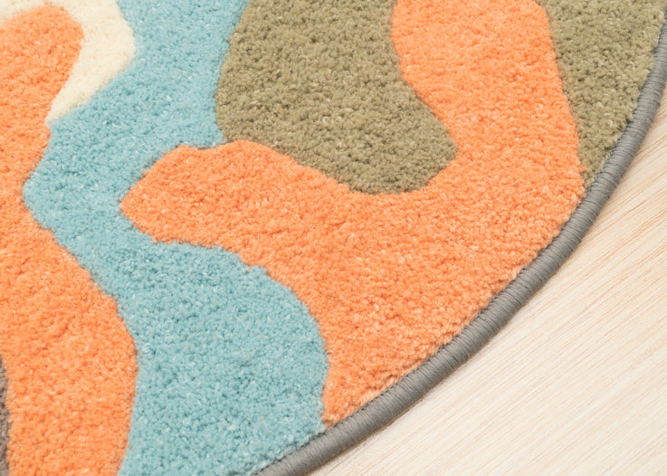 Round Abstract Tufted Rug