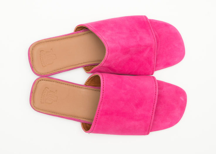 Hot Pink Suede Open Toe Moroccan Sandals