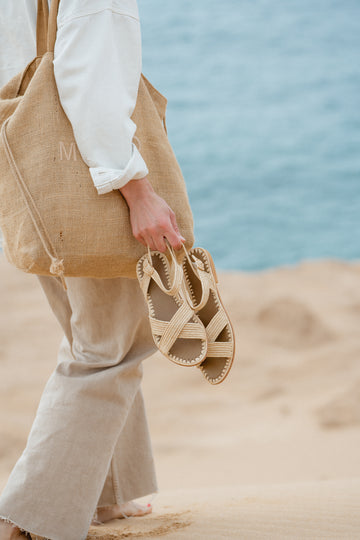Raffia Ankle Strap Sandals Handmade in Morocco