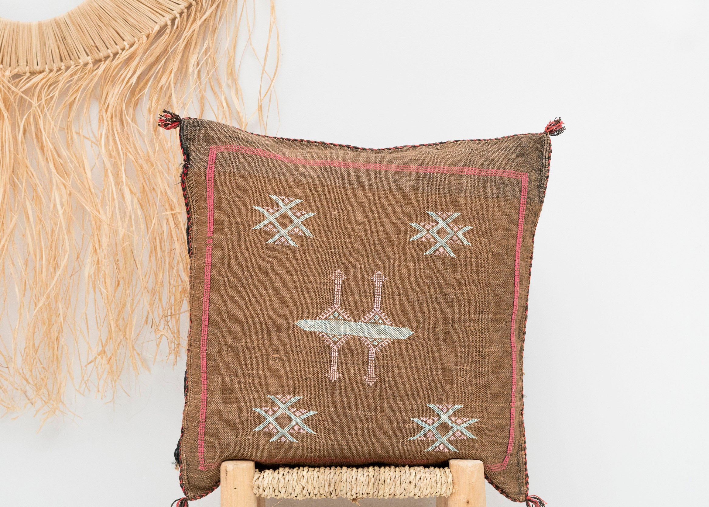 Brown Moroccan Cactus Silk Pillow 279