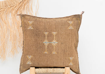 Brown Moroccan Cactus Silk Pillow
