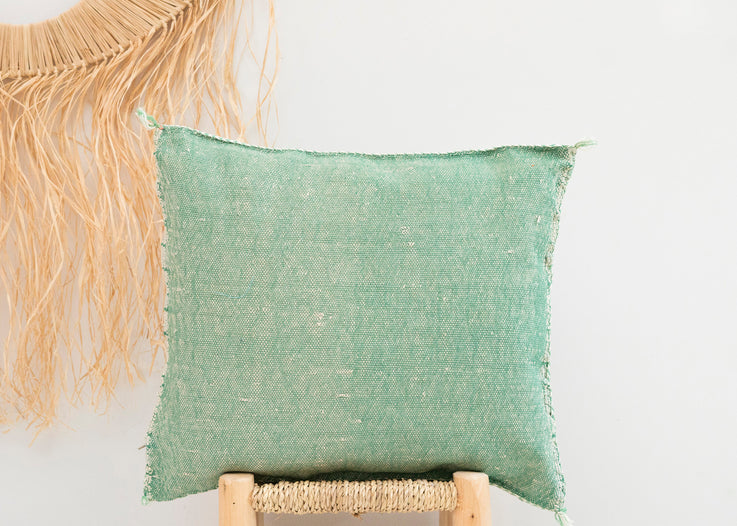 Green Moroccan Cactus Silk Pillow 257