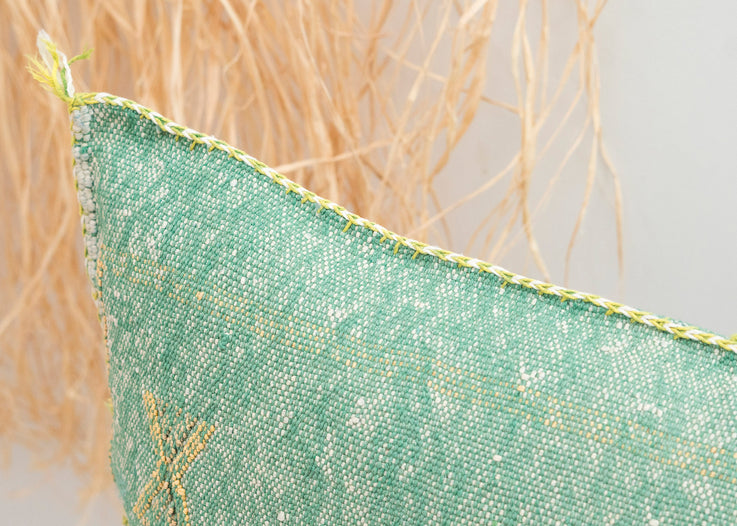 Green Moroccan Cactus Silk Pillow 254