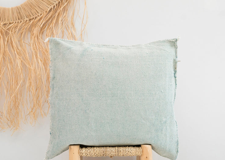 Light Blue Moroccan Cactus Silk Pillow 241