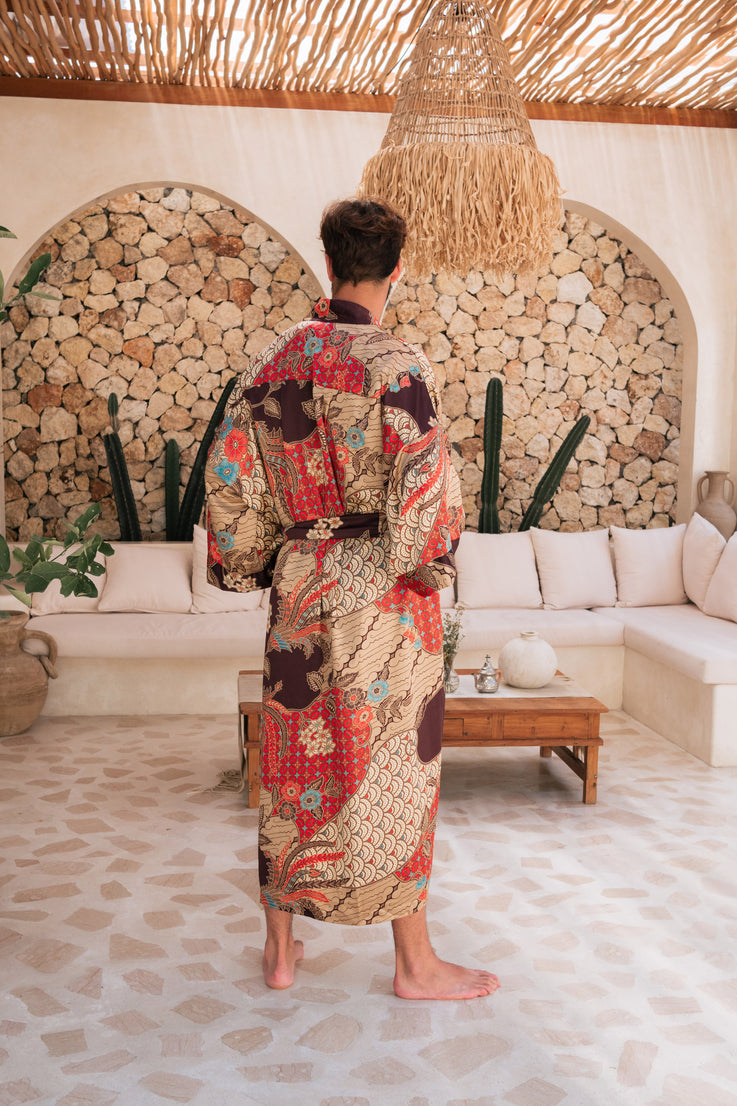 Men's Silk Kimono Robe Handmade in Bali