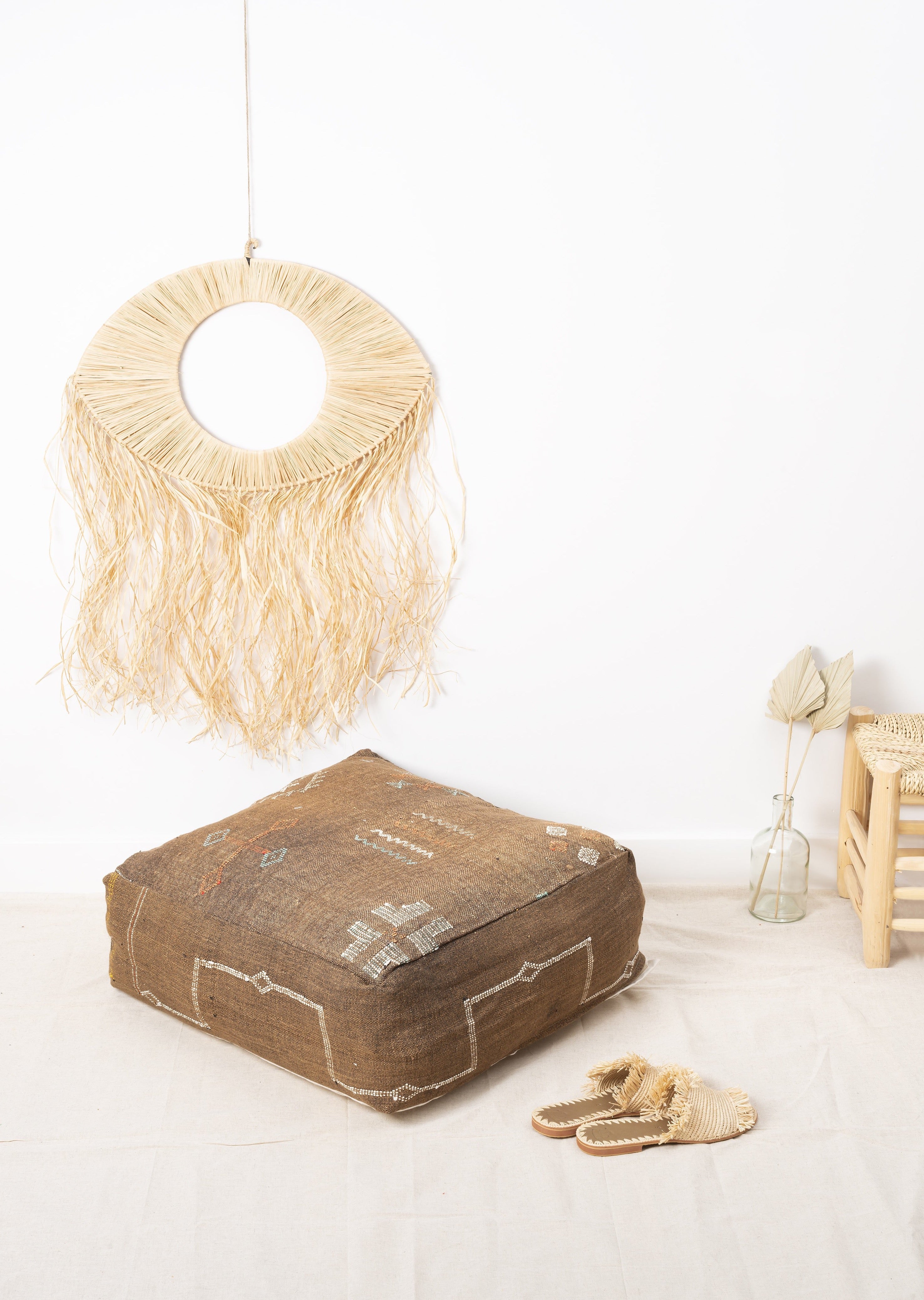 Brown Cactus Silk Floor Pillow No.4