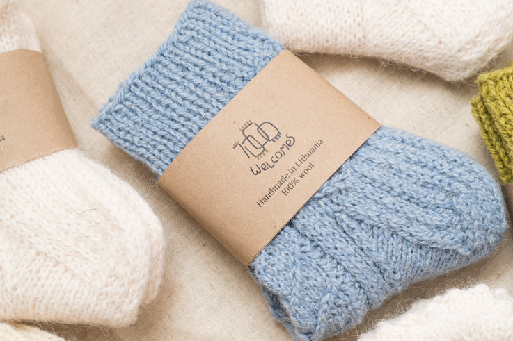 Hand-Knitted Socks - Slightly Coarse 100% Sheep's Wool