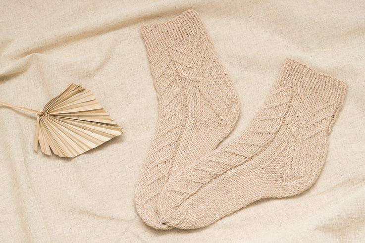 Hand-Knitted Socks - Slightly Coarse 100% Sheep's Wool