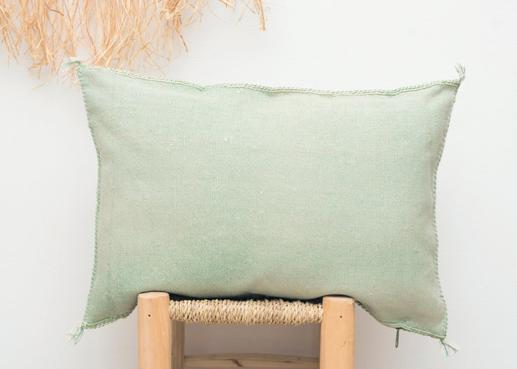 Light Green Moroccan Cactus Silk Lumbar Pillow 426