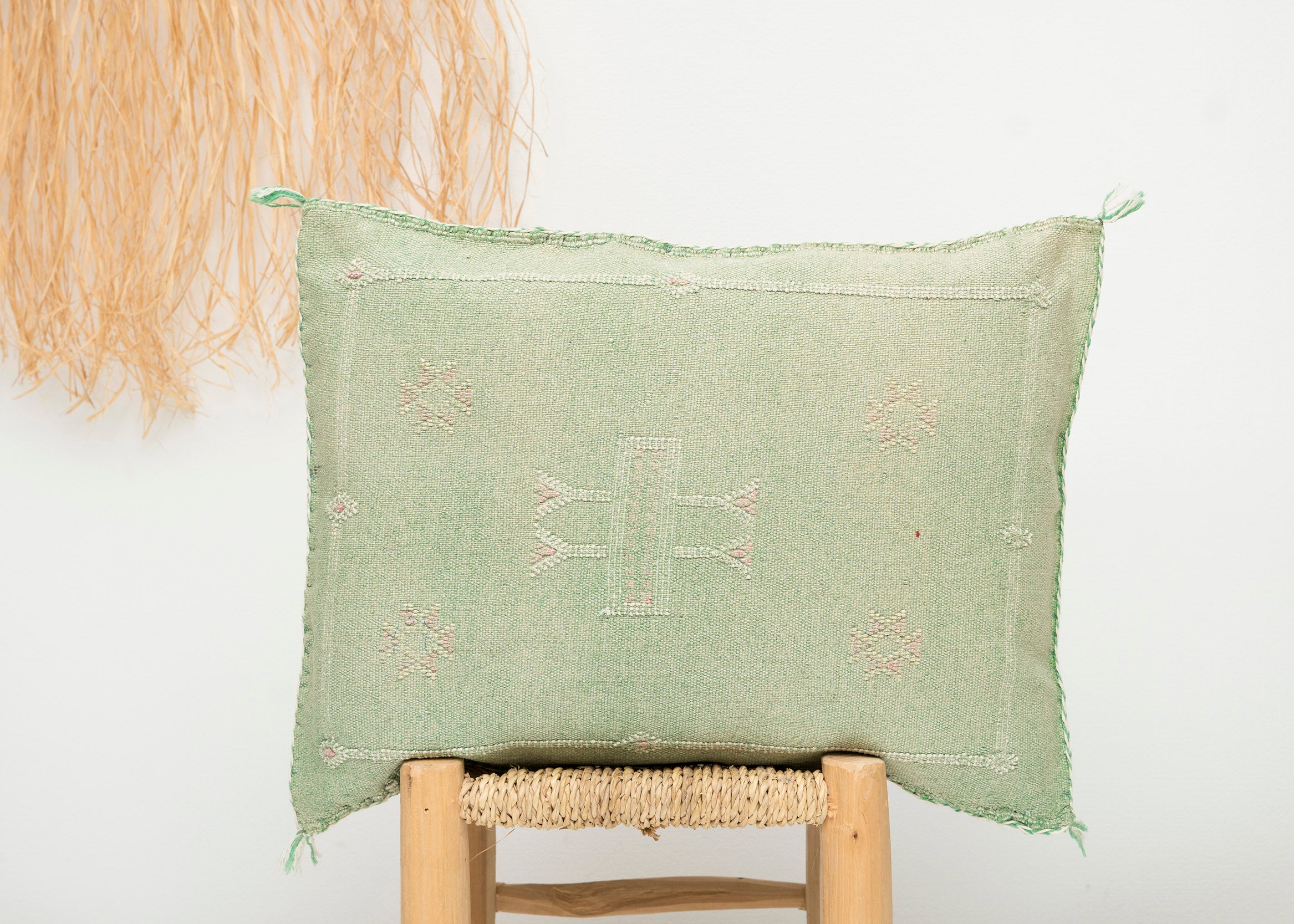 Green Moroccan Cactus Silk Lumbar Pillow 411