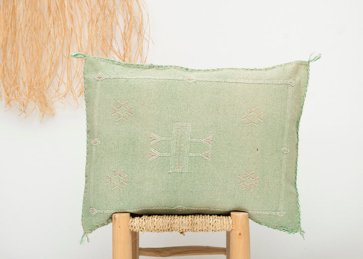 Green Moroccan Cactus Silk Lumbar Pillow 411
