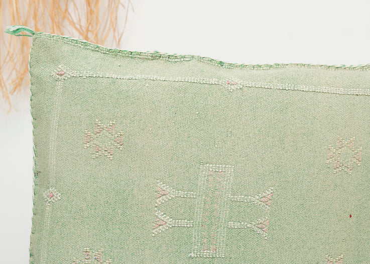 Green Moroccan Cactus Silk Lumbar Pillow 411