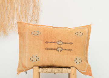 Orange Moroccan Cactus Silk Lumbar Pillow 314