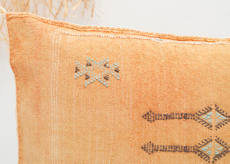Orange Moroccan Cactus Silk Lumbar Pillow 314