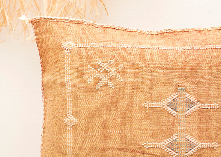 Orange Moroccan Cactus Silk Lumbar Pillow 443