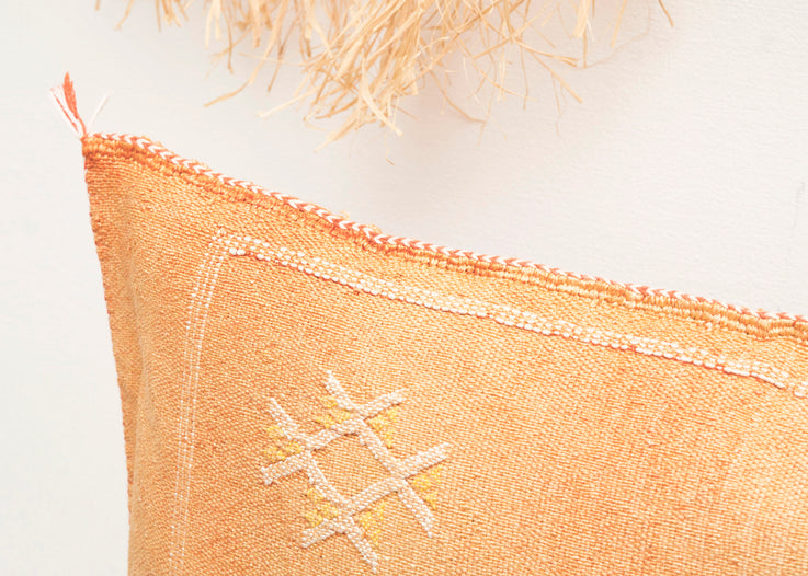 Orange Moroccan Cactus Silk Lumbar Pillow 438