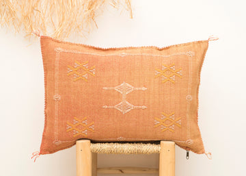 Orange Moroccan Cactus Silk Lumbar Pillow 440