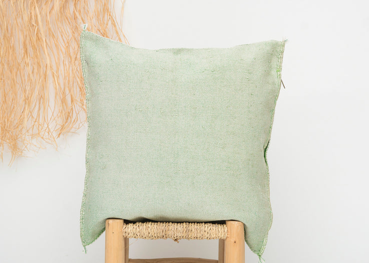 Faded Green Moroccan Cactus Silk Pillow 307