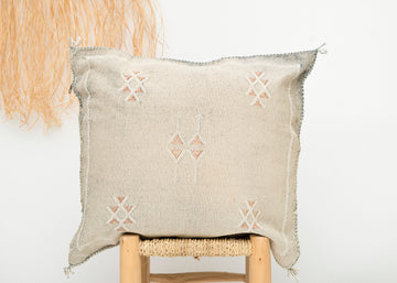 Light Gray Moroccan Cactus Silk Pillow 364