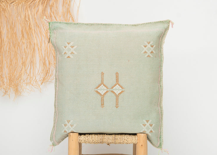 Green Moroccan Cactus Silk Pillow 308