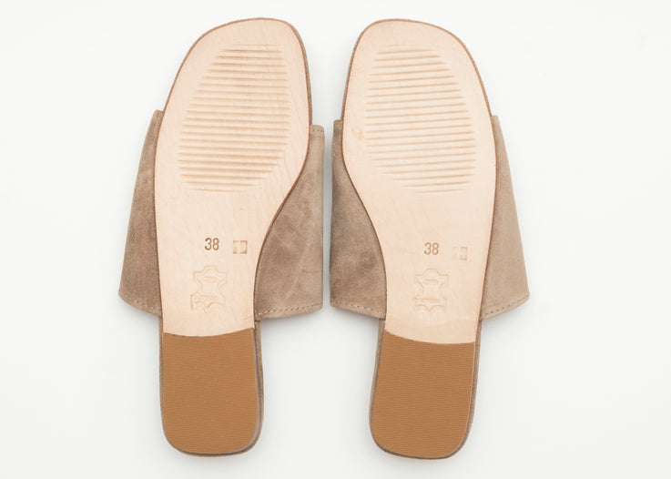 Light Beige Cream Suede Leather Moroccan Boho Summer Flat Sandals